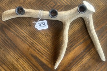 Primitive Antler With 3 Candlestick Holders, 16' X 11' X 2.5'H