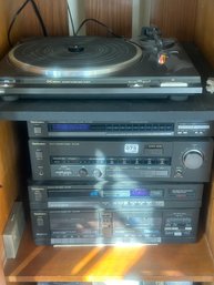 Technics Stereo System, 2 Speakers, Turn Table, AM/FM Stereo Amplifier, Compact Disc Player & Double Cassette