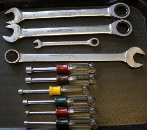 Tool Lot - Four Wrenches And A Set Of Six Craftsman Nutdrivers