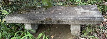 Vintage Heavy Concrete Garden Bench With Great Patina, 49' X 20' X 16'H