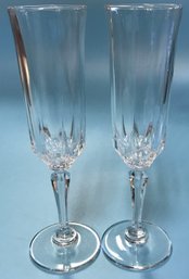 Vintage Pair Quality Champagne Flutes, Each 1-1/8' Diam. X 8-3/8'H
