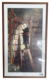 Newer Framed & Matted Print 'The Bookworm' BY Karl Spitzweg, 13.25' X 22.5'H