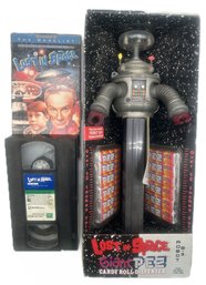 2006 Lost In Space Giant PEZ Robot B-9 Candy Dispenser  New In Box And 2 Vintage Lost In Space VHS Cassettes