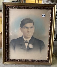 Vintage Framed Picture Of Man With Carnation In Lapel, 19' X 22.75'H