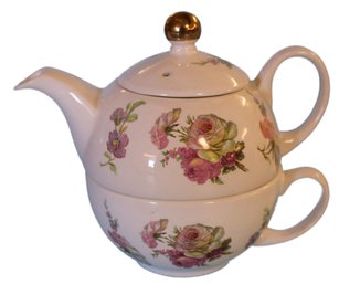 Unusual Porcelain Teapot Mounted On Top Of Teacup, Arthur Wood & Sons, Staffordshire, England