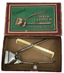 Vintage Barber Shop CutieCut Hand Held Hair/Beard Clippers, Original Bx & Comb, Made In Germany