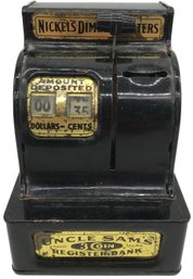 Vintage Uncle Sam's 3 Coin Register Bank, 4.5' X 5.25' X 5.5'