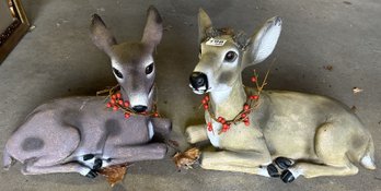 Vintage Pair Resin Deer & Fawn Yard Art, Largest, 15' X 8' X 12'H