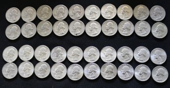 Roll Of 40 1942-P Washington Silver Quarters - Above Average Condition