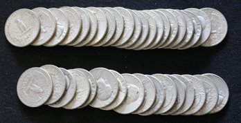 Roll Of 40 1941-P Washington Silver Quarters - Above Average Condition