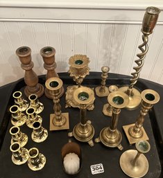20 Pcs Vintage Candlesticks, Mostly Solid Brass, Varying Heights & Sizes, Tallest 12'H