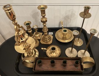 10 Pcs Collection Vintage Brass Candlestick Holders, Varying Heights & Sizes & Types, Tallest 13'H