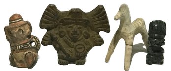 4 Pcs Ancient Style Pottery Figures, Largest 5' X 2.5' X 4.25'H