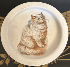 Antique Buffalo Pottery Feline Cat Themed Dish/Bowl, 7-5/8' X 1.25'H