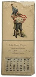 1929 War Themed Advertising Calendar 'Picken Printing Company, Chelmsford, Mass.'
