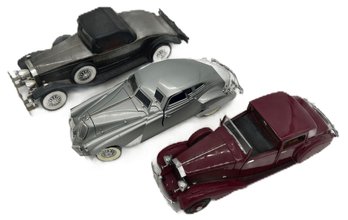 3 Pcs Vintage 2-Danbury Mint Classic Cars, 1933 Pierce Silver Arrow, 1938 Rolls Royce Phantom III & Other