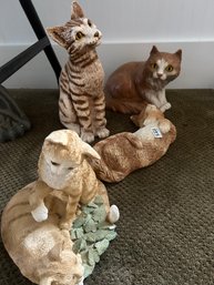 4 Pcs Adorable Life Size Resin Feline Cat Statues In Various Poses