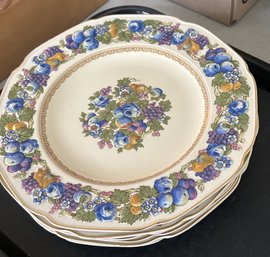 6 Pcs Matching Decorative Plates With Fruit & Floral Boarders