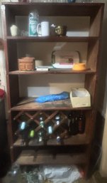 Wooden Storage Shelf With Removeable Wine Storage Rack, 33' X 14' X 70'H