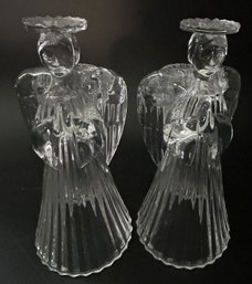 Pair Crystal Angel Candlestick Holders
