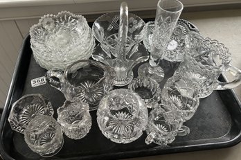 Tray Lot Of Various Quality Vintage Crystal Vessels