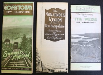 Three New Hampshire Travel/vacation Brochures - Laconia - Goffstown - Monadnock Region