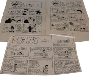 3 Comic Strips By Jim Berry - Titled: 'Benjy' - Dated 1974 & 1975 - 1 Undated