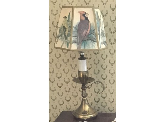 Brass Candle Lamp Bird Shade