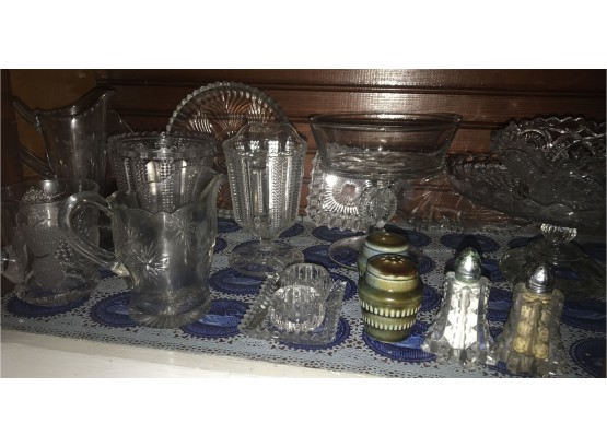 HUGE Various Lot Of Mostly Clear And Etched Glassware