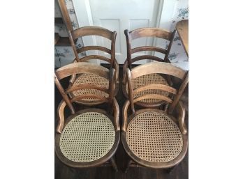 Set Of 4 Victorian Walnut Cane Bottom Chairs