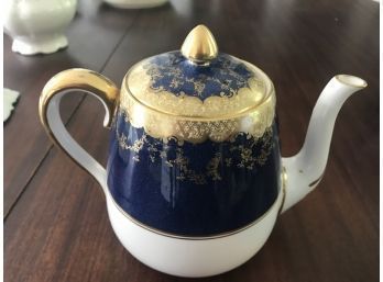 Cobalt Blue And Gold Crown Staffordshire Tea Pot