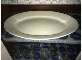 HUGE John Edwards Antique Porcelaine De Terre Ironstone White Oval Serving Platter