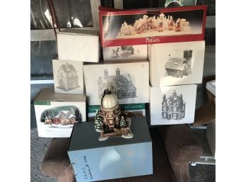 Large Lot  Of 10 Dept 56 Christmas Village Pieces And Others