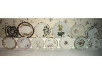 13 Various Small Floral Design Porcelain Chip Plates