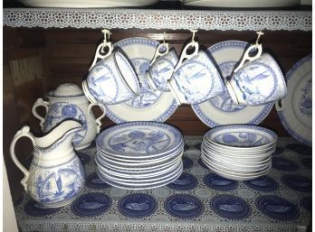 29 Pcs Antique Stag Blue And White China