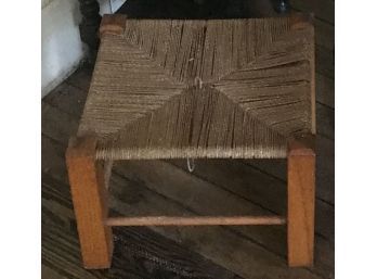 Maple Footstool With Woven Rush Seat