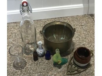 Misc Lot Brass And Glass