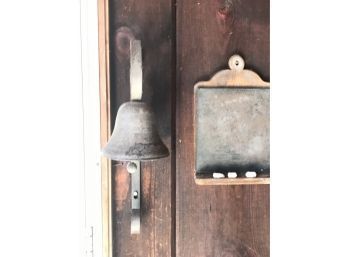 Vintage Tin Bell & Wall Mounted Note Chalk Note Pad