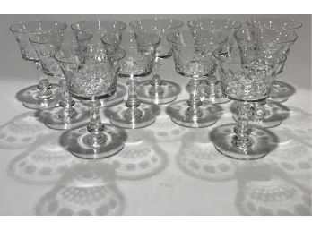 11pcs Extraordinarily Fine Cut & Etched Crystal Stemmed White Wine Glasses