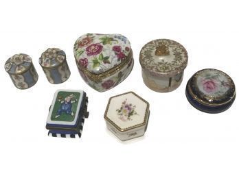 Group Of 7 Miniature Porcelain Trinket Boxes