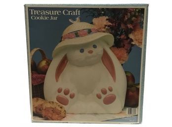 Large Treasure Craft Easter Bunny Ceramic Cookie Jar In Orginal Box