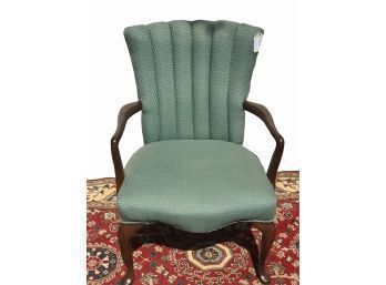 1980's Teal Upholstered Open Arm Chair