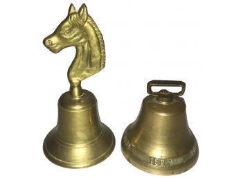 2 Vintage Brass Hand Bells
