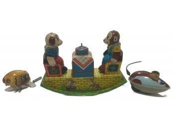 Collection Of 3 Vintage Tin Lithograph Toys