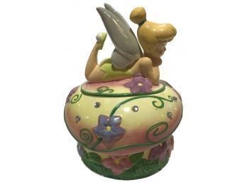 Walt Disney Tinkerbell On Magical Mushroom Ceramic Cookie Jar