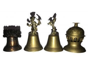 Group Of 4 Brass & Bronze Hand Bells