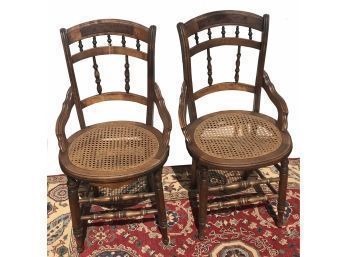 Pair Victorian Walnut Side Chairs