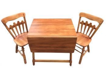 Recently Refinished Maple Drop Leaf Breakfast Table And 2 Matching Chairs