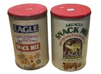 Pair Vintage Eagle Snack Mix Tins