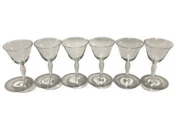 Set Of 6 Clear Crystal Fluted Wine Glasses